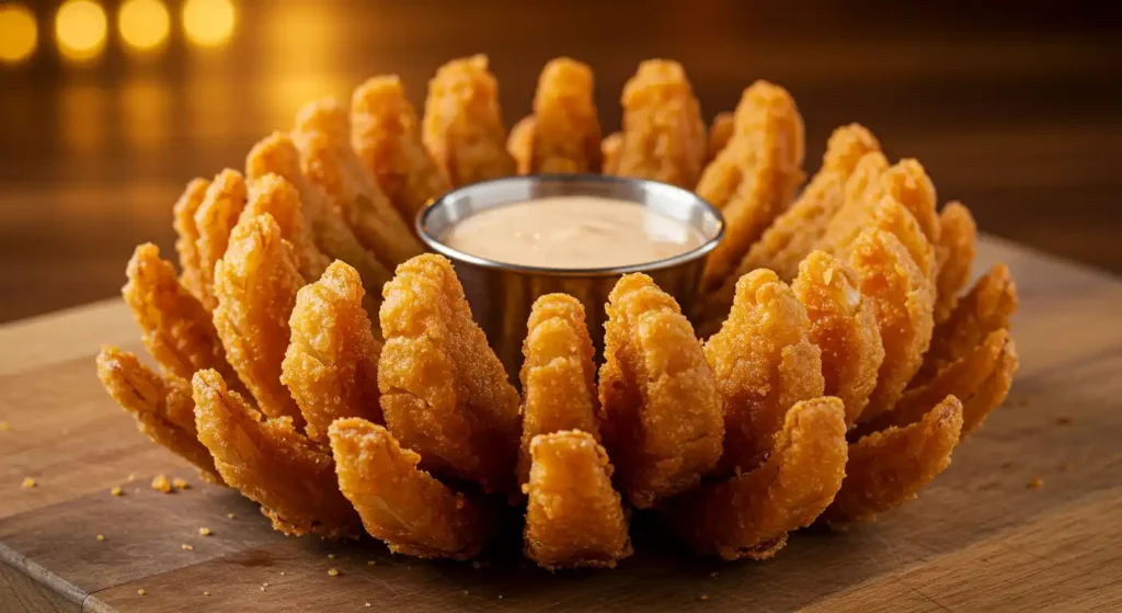 Fried onion appetizer with dipping sauce